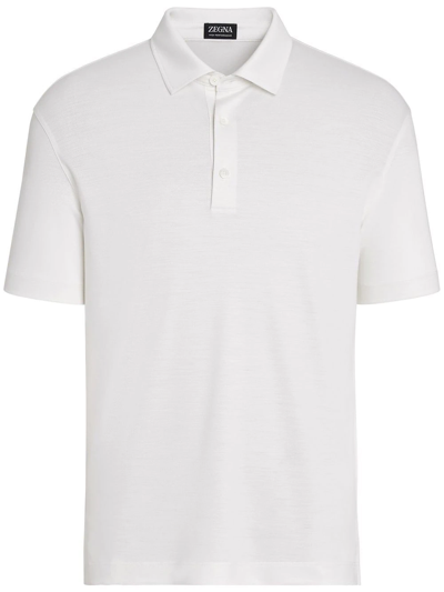 Zegna Plain Button-placket Polo Shirt In White