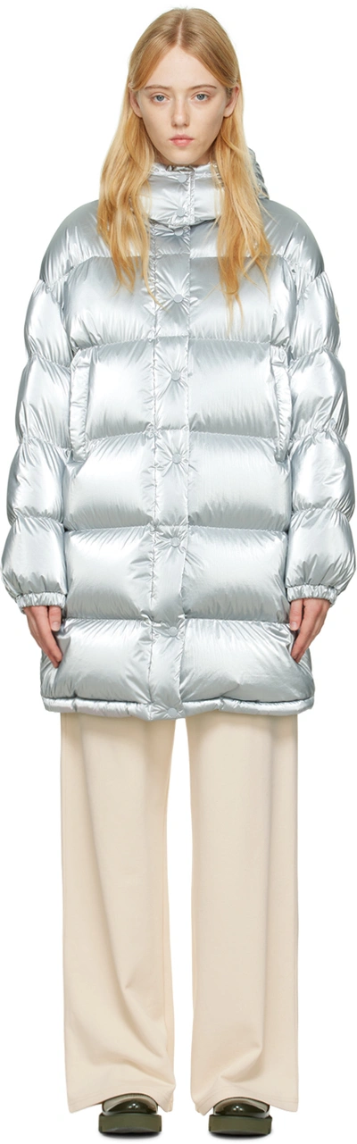 Moncler Gaou Hooded Quilted Metallic Shell Down Jacket In Silver