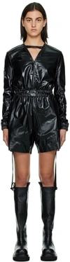 Rick Owens Drkshdw Black Bodybag Faux Leather Playsuit In 09 Black