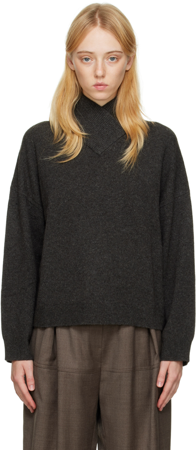Loulou Studio Murano Cashmere Sweater In Black Melange