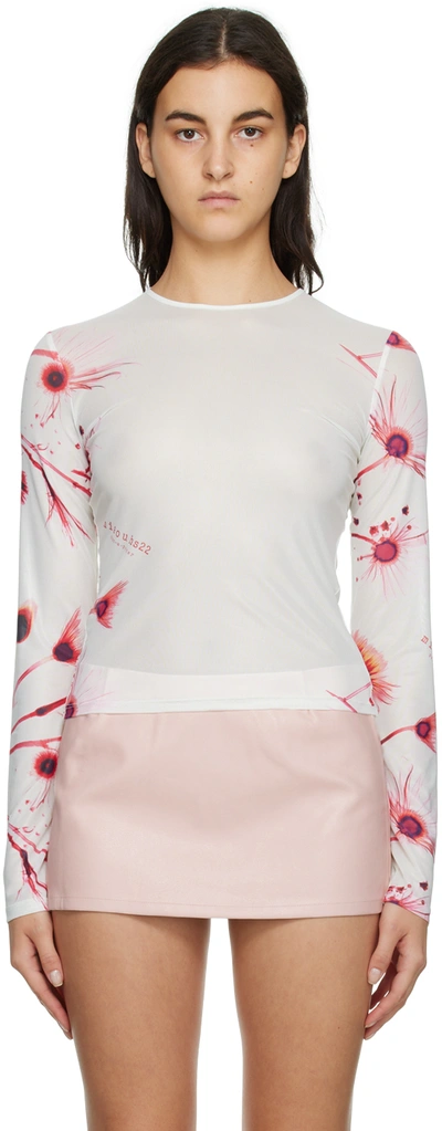 Miaou White Xray Flower Long Sleeve T-shirt In Pink