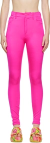 Balenciaga Satin Fuchsia Stretch High-waisted Pants In Pink