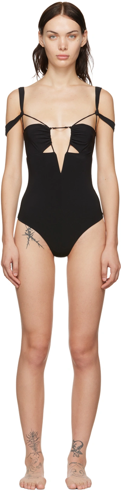 Nensi Dojaka Black Cutout One-piece Swimsuit