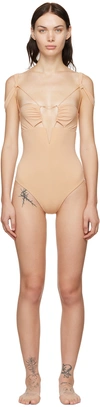 Nensi Dojaka Ssense Exclusive Beige One-piece Swimsuit In 509 Chanter