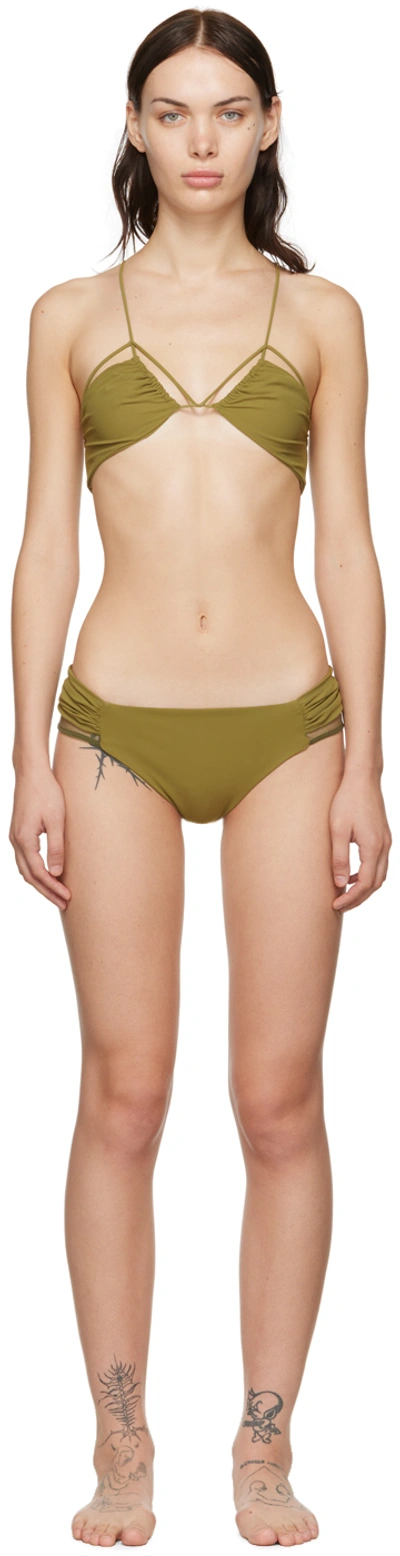 Nensi Dojaka Ssense Exclusive Khaki Bikini In 515 Moss