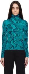 Atlein Blue Printed Turtleneck In C0923 Snake Print Tu