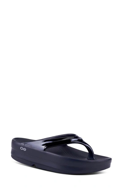 Oofos Oomega Oolala Flip Flop In Black