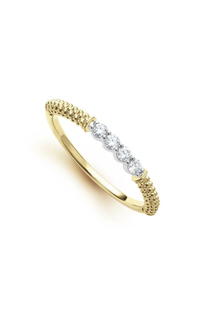 Lagos 18k White & Yellow Gold Signature Caviar Diamond Stacking Ring - 100% Exclusive In Gold/white