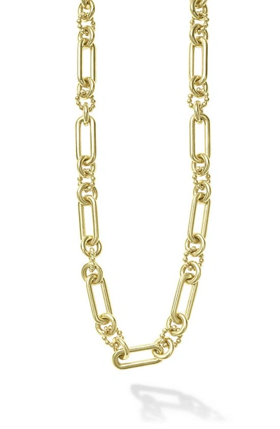 Lagos Signature Caviar Fluted Link Toggle Necklace In Gold