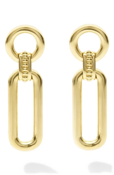 Lagos 18k Yellow Gold Signature Caviar Link Drop Earrings