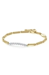 Lagos 18k White & Yellow Gold Signature Caviar Diamond Bead Link Bracelet - Exclusive In Gold Diamond