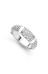 Lagos Caviar Diamond Ring In Silver Diamond