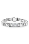 Lagos Pavé Diamond And Sterling Silver Caviar Bead 9mm Rope Bracelet In Silver Diamond