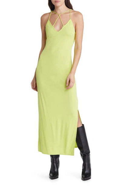 Frame Delicate Knot Sleeveless Midi-dress In Flash Lime