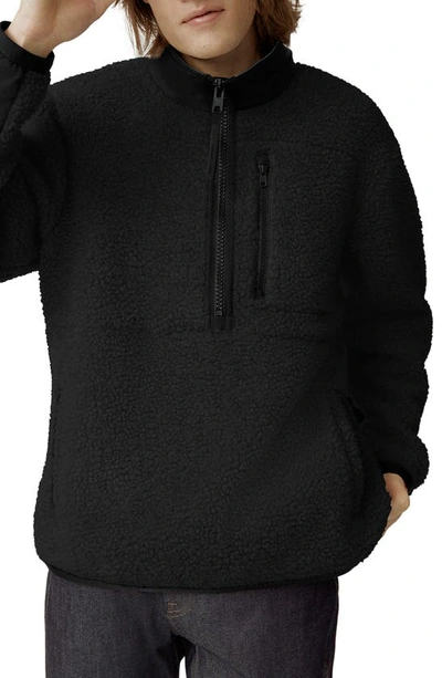 Canada Goose Renfrew Wool Blend Fleece Half Zip Pullover In Black - Noir