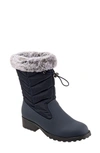 Trotters Bryce Faux Fur Trim Winter Boot In Navy