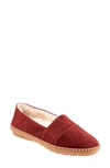 Trotters Ruby Faux Shearling Lined Loafer In Dark Red Suede