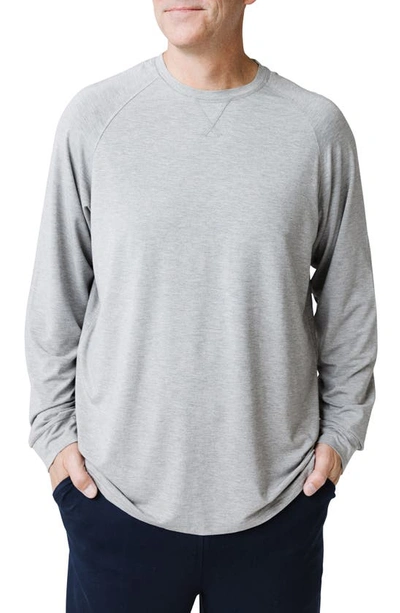 Cozy Earth Stretch Long Sleeve Crewneck T-shirt In Heather Grey