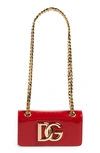 Dolce & Gabbana Logo Polished Calfskin Crossbody Phone Case With Card Holder In 8m307 Red