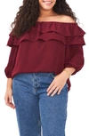 VINCE CAMUTO OFF THE SHOULDER DOUBLE RUFFLE TOP