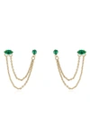 ETTIKA DOUBLE PIERCING CHAIN DROP EARRINGS