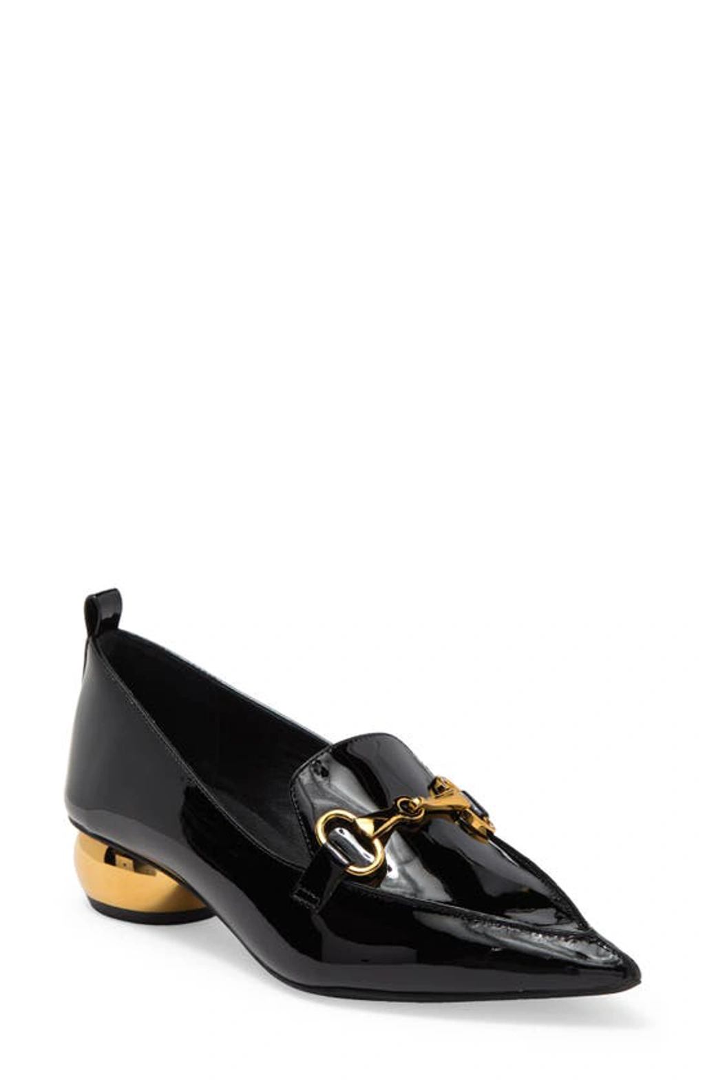 Jeffrey Campbell Viona Pointed Toe Loafer Pump In Black Patent