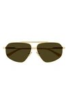 Bottega Veneta Minimalist 61mm Navigator Metal Sunglasses In Gold