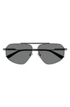 Bottega Veneta 61mm Navigator Sunglasses In Shiny Ruthenium