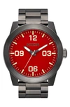 Nixon The Corporal Bracelet Watch, 48mm In Red / Gunmetal