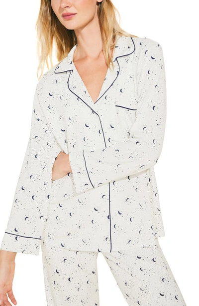 Eberjey Gisele Print Jersey Knit Pajamas In Celei Navy