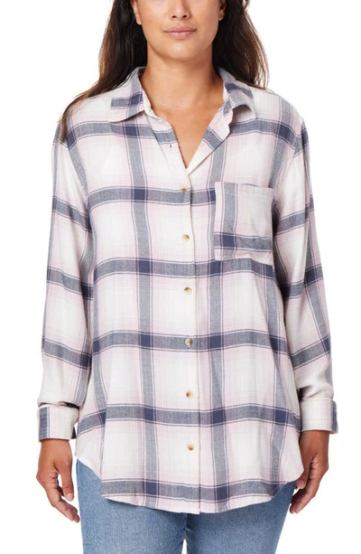 C&c California Kyle Plaid Tunic Shirt In Lilac/ Moonbeam
