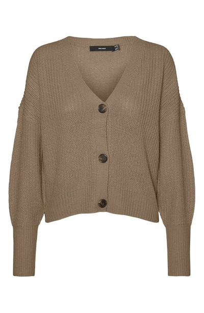 Vero Moda Lea V Neck Button-front Cardigan In Sepia Tint