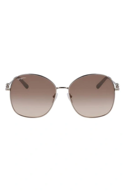 Ferragamo 59mm Gradient Sunglasses In Gold/ Brown Sand Gradient