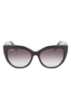 Ferragamo 56mm Gradient Cat Eye Sunglasses In Black