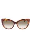 Ferragamo 56mm Gradient Cat Eye Sunglasses In Tortoise