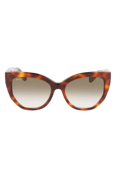 Ferragamo 56mm Gradient Cat Eye Sunglasses In Tortoise