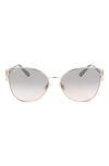 Ferragamo 60mm Gradient Cat Eye Sunglasses In Rose Gold/ Grey Rose Gradient