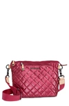 Mz Wallace Metro Scouth Quilted Nylon Crossbody Bag In Neon Pink/silver