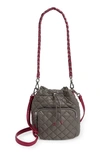 Mz Wallace Crosby Quilted Nylon Bucket Bag In Ash