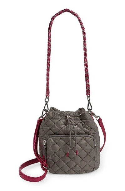 Mz Wallace Crosby Quilted Nylon Bucket Bag In Ash