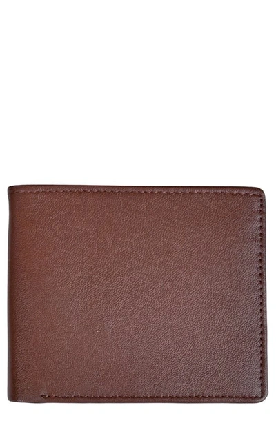 Royce New York Personalized Rfid Leather Bifold Wallet In Burgundy- Gold Foil
