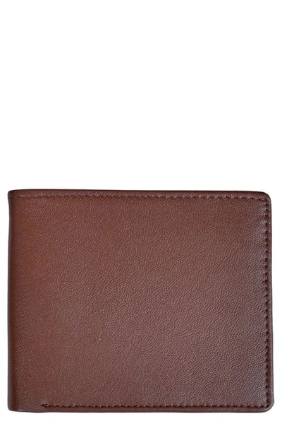 Royce New York Personalized Rfid Leather Bifold Wallet In Burgundy- Silver Foil