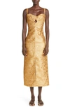 Johanna Ortiz Ideal Universe Jacquard Midi Dress In Gold
