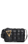 Bottega Veneta Small Padded Cassette Intrecciato Leather Crossbody Bag In Black-gold
