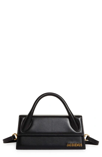 Jacquemus Le Chiquito Long Leather Top Handle Bag In Black