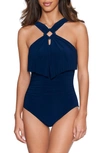 Magicsuit Liza Square-cut One-piece Swimsuit In Navy Blue