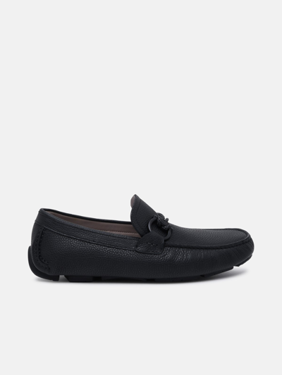 Salvatore Ferragamo Black Leather Front Loafers