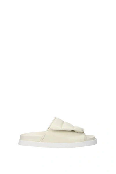 Gia Borghini Slippers And Clogs Leather Ivory In Cream