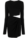 The Andamane Long-sleeve Asymmetric-design Dress In Black