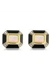 Sorellina Mini Monroe Inlay Earrings In Black Opal